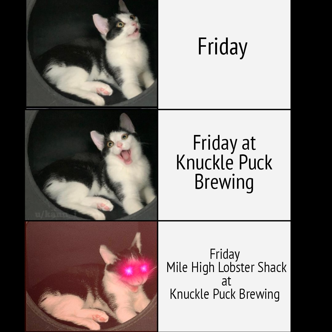 Have an electrifying Friday with us @knucklepuckbrewing 
Friday, November 26th
Starting around 4pm! 

#friday #electric #gettingout #blackfriday #lobsterfriday #thanksgivingbreak #catmemes #brewerystop #localbrewery
