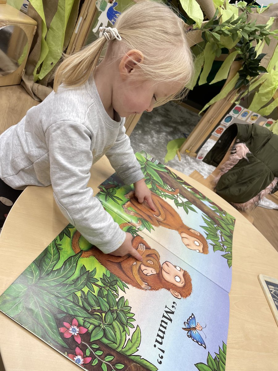 AyrGrammar's tweet photo. One of our 2yr olds enjoying a story and finding her favourite character #monkey #mum #baby #story #lovingbooks #reread #repeatandreadagain https://t.co/U94fdnePyJ