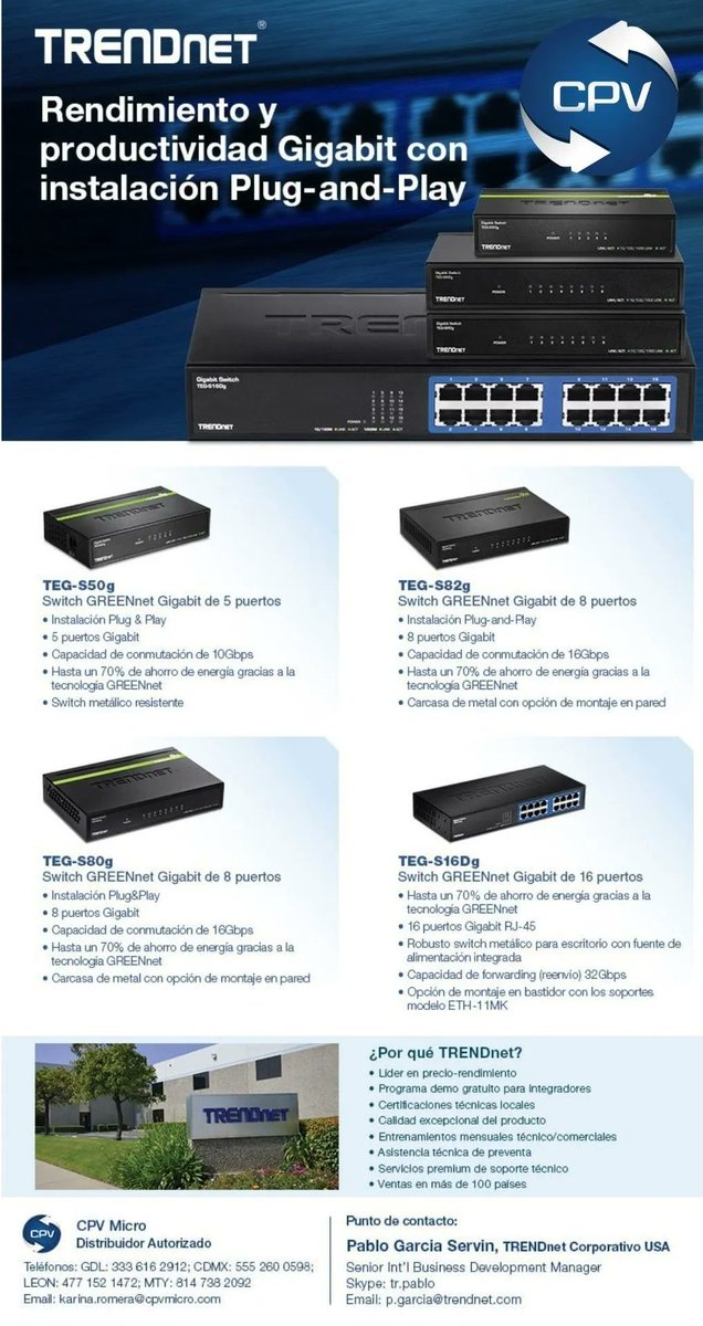 cpvmicro's tweet photo. Switch Gigabit PoE+ de 8 puertos, TPE-TG82g, transmite datos y alimentación por medio de cables Ethernet existentes a dispositivos habilitados para PoE mas info y data sheet
https://t.co/D5FZze2P0H
#CPVMicro #Trendnet #Switches https://t.co/ku7lpe9VJx