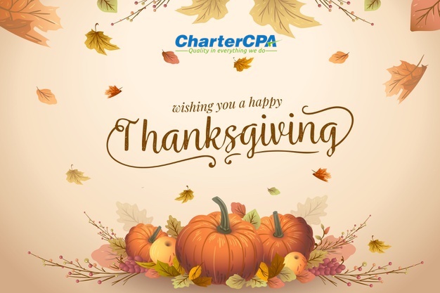 CharterCpa's tweet photo. From our entire team at CharterCPA, we wish you all a very Happy Thanksgiving!

#thanksgiving2021 #thankful #thanksgivingweek #ccpa #cpa #thankyou https://t.co/F5Yuvg4re5
