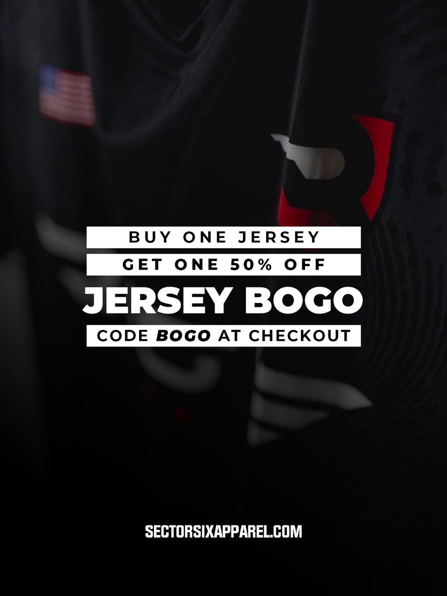 Sector_Six's tweet image. Today is the last day of the BOGO!

Use code BOGO at checkout to get 50% off your second jersey. 

Only at sectorsixapparel.com