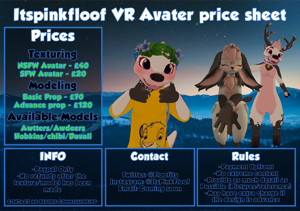 FloofIts's tweet photo. 1x slot £20 Emergency Commission #furry #furrycommissions #commissions #avatarcommissions #vrc #VRCHAT #VR https://t.co/2TTAItYR6r