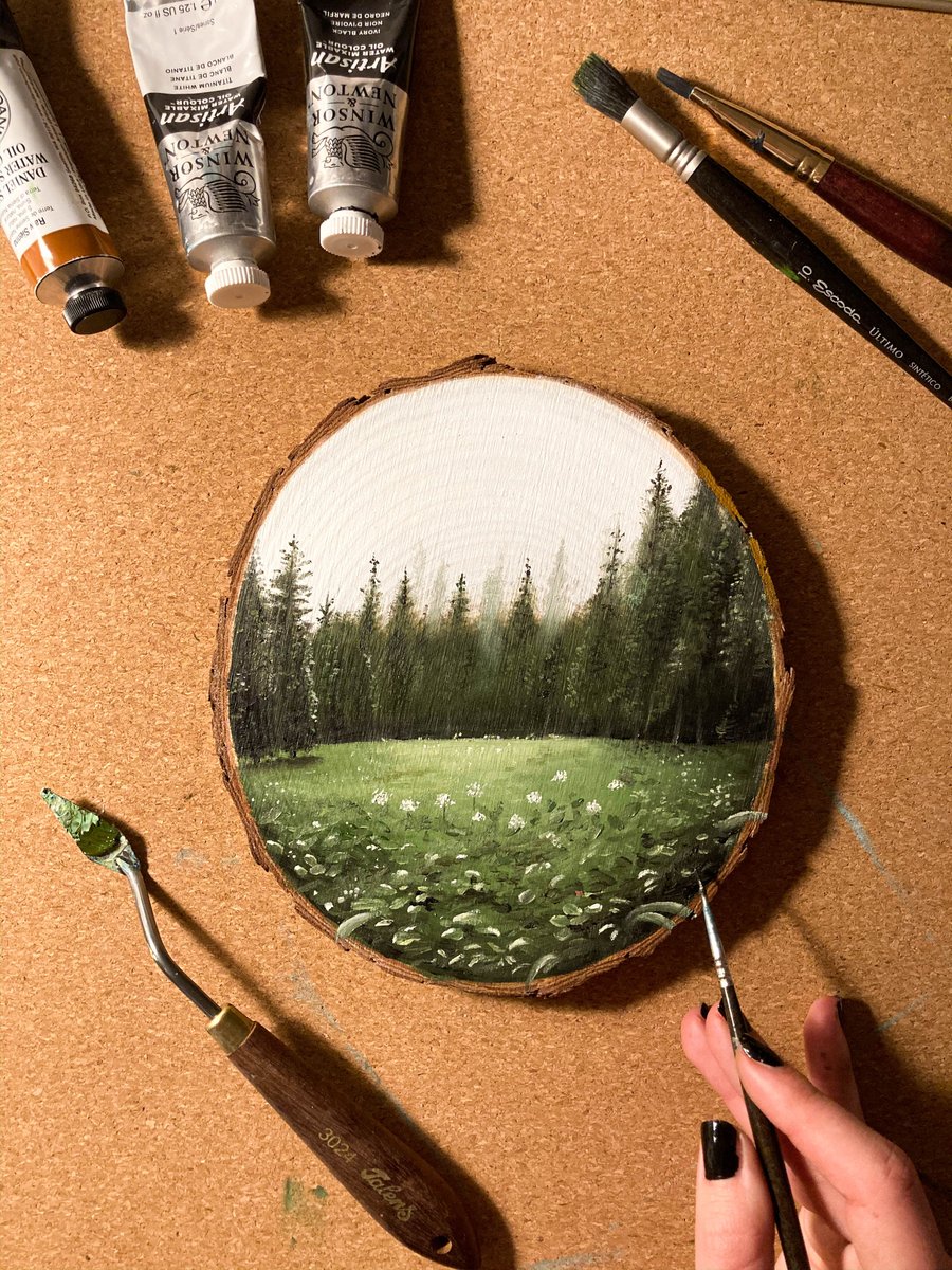 El otro día compré rodajas de pino para hacer paisajes y este ha sido el primero de todos 🌿