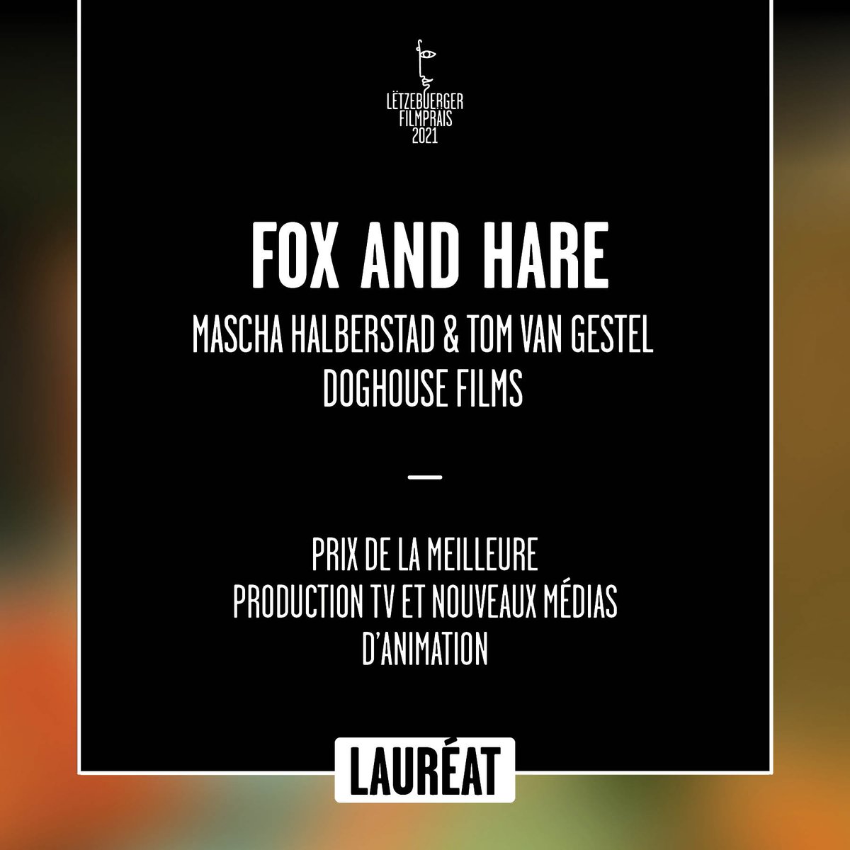 Roulement de tambours... Voici notre gagnant pour la catégorie 'Prix de la meilleure production TV et nouveaux médias d’animation': Fox and Hare 🎉 

#filmprais2021 #filmsmadeinluxembourg <a href="/DFilmakademie/">D'Filmakademie</a>