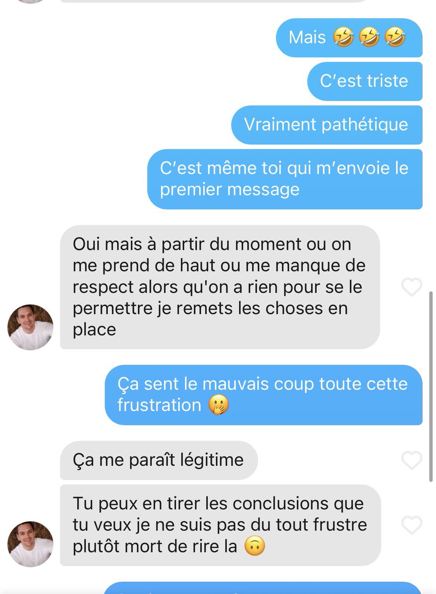 daiyaa's tweet photo. Je viens de tomber sur un sacré c0nnard sur #tinder. Contexte : il habite Paris, moi en banlieue, et 1h en rer c’est trop pour lui (mais moi c’est bon je peux me déplacer apparemment…). Du coup je lui ai dit qu’on allait arrêter là. Sa réaction : (⚠️ grossophie et frustration ) https://t.co/4xSjS0v24P