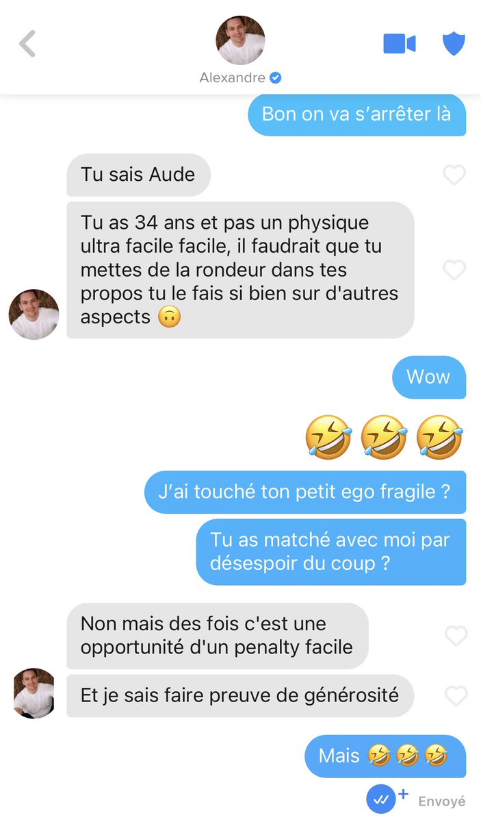daiyaa's tweet photo. Je viens de tomber sur un sacré c0nnard sur #tinder. Contexte : il habite Paris, moi en banlieue, et 1h en rer c’est trop pour lui (mais moi c’est bon je peux me déplacer apparemment…). Du coup je lui ai dit qu’on allait arrêter là. Sa réaction : (⚠️ grossophie et frustration ) https://t.co/4xSjS0v24P