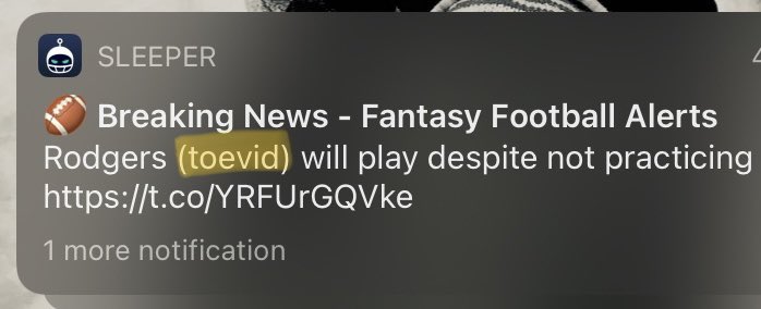 jasonirvine's tweet photo. Aaron Rodgers will play. #toevid https://t.co/1jau1FHl8s