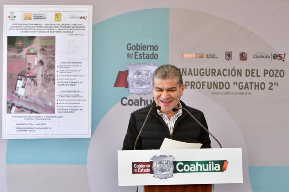 En #SanPedro, acompaña el Director de #CEAS <a href="/antonionerio/">Antonio Nerio Maltos</a> al Gobernador <a href="/mrikelme/">Miguel Riquelme</a>, a la inauguración del Pozo de Agua “Gatho2”, el cual con 65 litros por segundo, mejora sustancialmente el abasto de agua en el municipio. #FuerteCoahuilaEs <a href="/GobDeCoahuila/">Gobierno de Coahuila</a> <a href="/sevotcoahuila/">sevotcoahuila</a>
