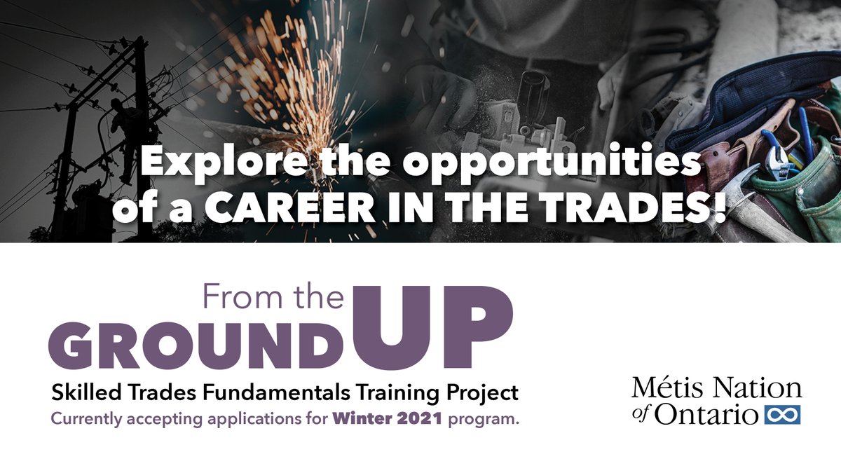 MetisNationON's tweet photo. Funding is available to #Métis individuals to pursue a 1-year Skilled Trades Fundamentals program at a college or accredited training institution in Ontario. Click the link for details! #Trades #PreApprentice #Inclusion https://t.co/oF9z4O85iQ https://t.co/448G4yuGFK