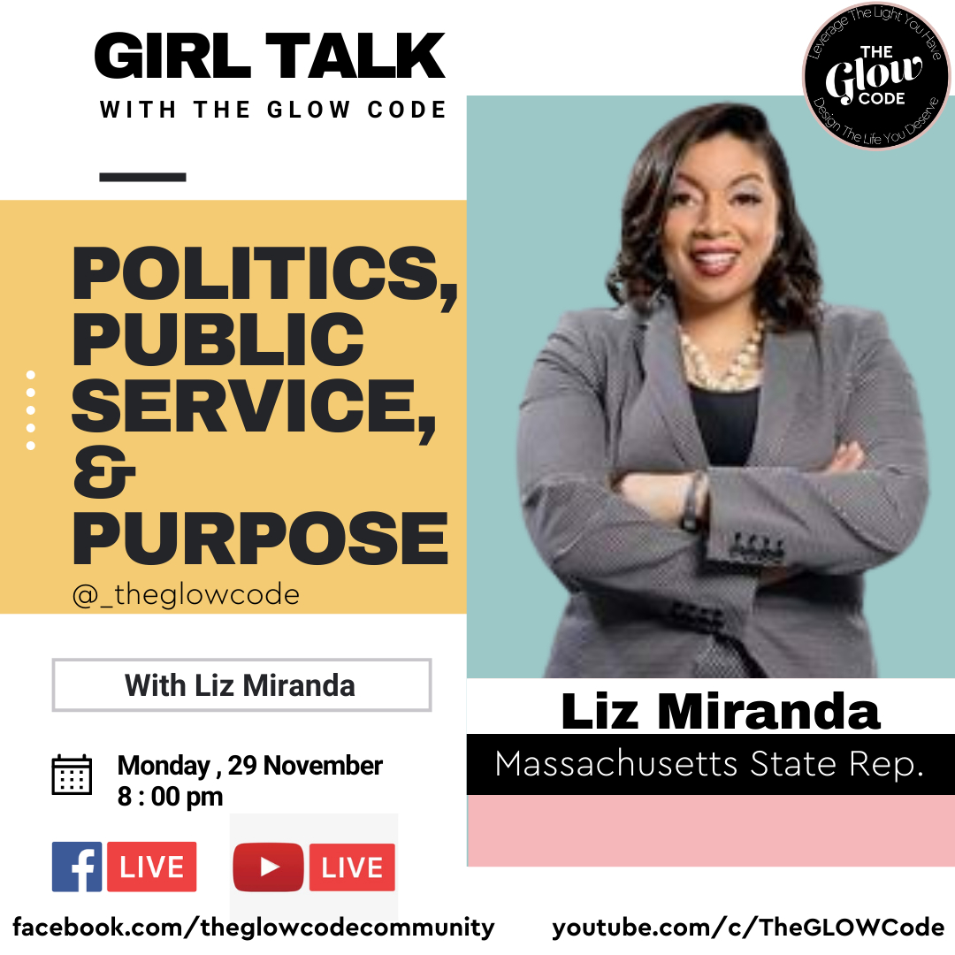 _theglowcode's tweet image. 🚨🚨ATTENTION!!! ATTENTION!!!!🚨🚨

👉🏾 REMEMBER TO TUNE IN LIVE on Facebook &amp;amp; Youtube for a Girl talk with The GLOW Code featuring LIZ MIRANADA.

📌Massachusetts State Rep. (5th Suffolk District)
📌Believer...Baaddie...Boss
📌Advocate/Activist/Organizer
📌Kr