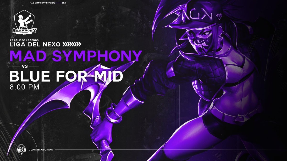 Jornada 3 🟣 Continuamos con las clasificatorias de Liga del Nexo en contra de #BlueForMid. Tendremos transmisión, los esperamos por la noche. ⚔

🖥: twitch.tv/kliny18
⌚: 8:00 PM CDMX

#gomse #wecareweplay #ourSymphony