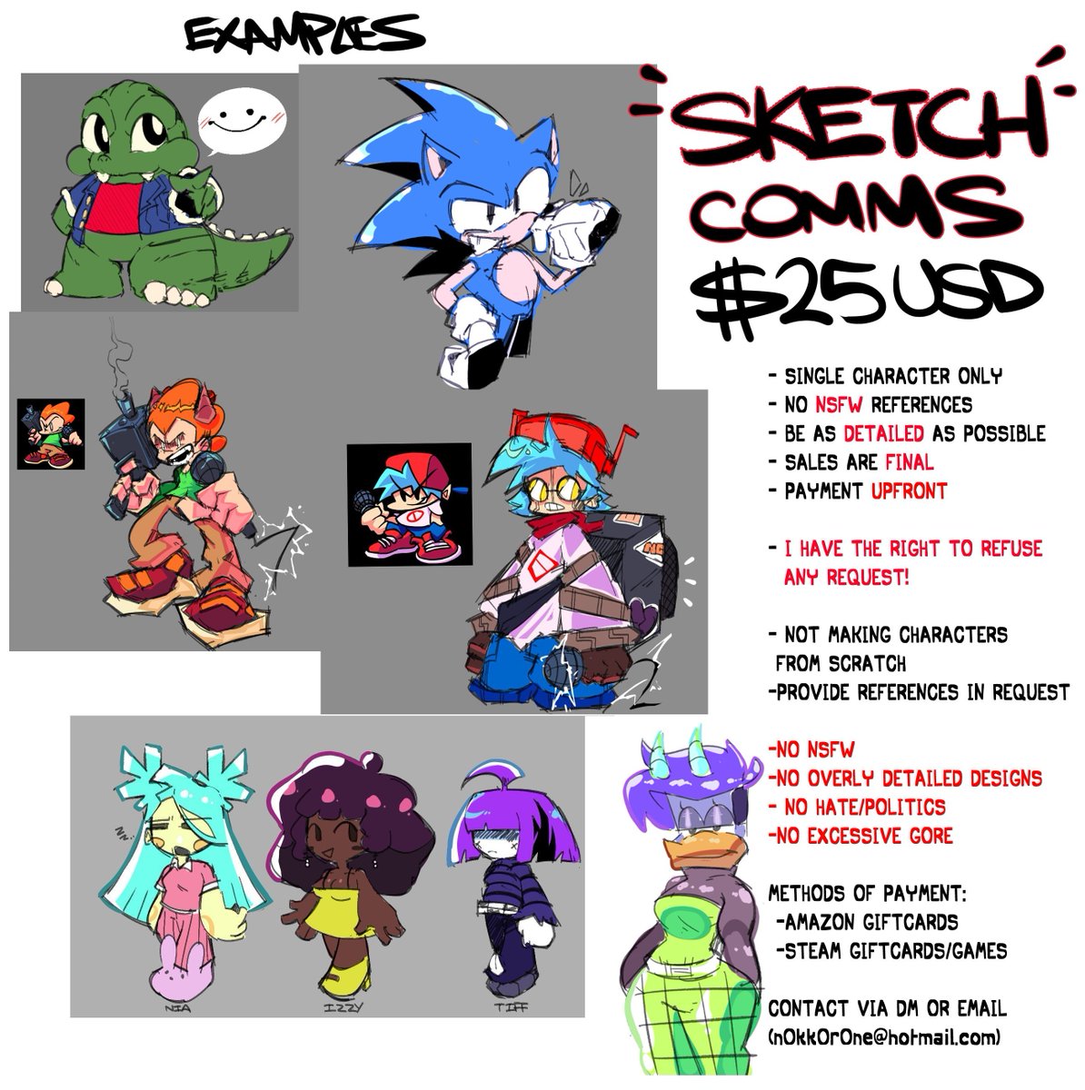 hello! i'm taking one quick sketch comm! accepting payment via steam this time around.
please read before inquiring. if interested, contact via dm.
thx again!