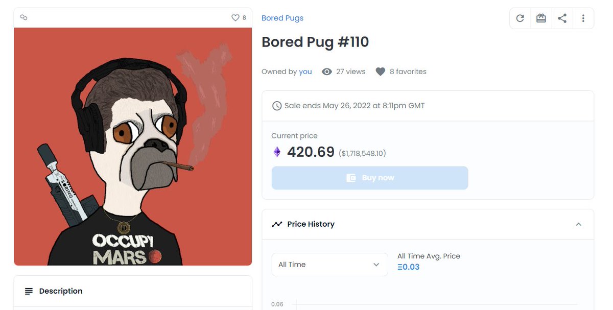 Mackaverse's tweet photo. #ElonPug appropriately priced.

Proceeds from all @BoredPugs sales go towards donations to Animal shelters, the dev team have even adopted 2 Pugs on behalf of the community. 

https://t.co/RPooZp2N2k https://t.co/YEm7Od4ahF