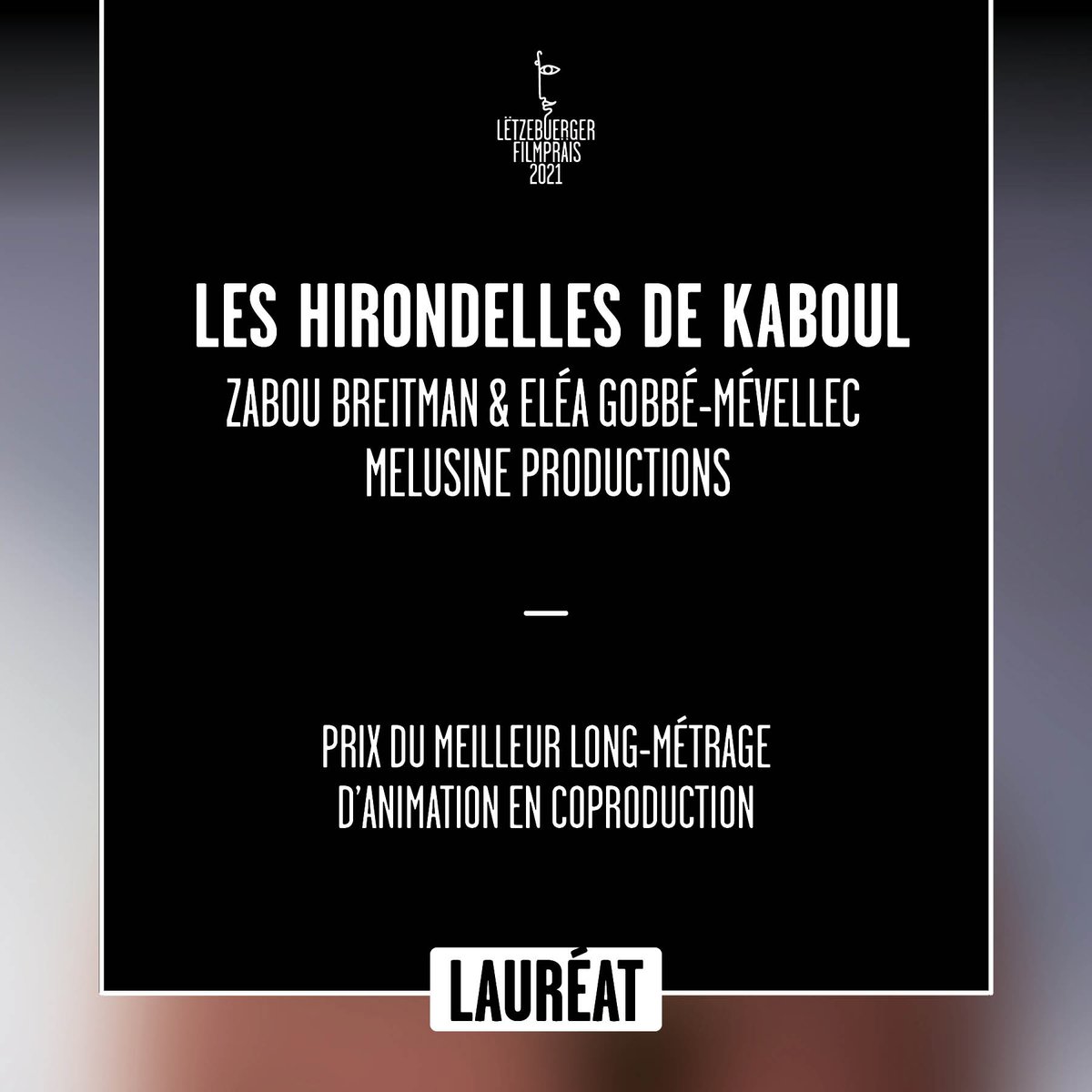 Roulement de tambours... Félicitations 'Les hirondelles de Kaboul', qui remporte le 'Prix du meilleur film long-métrage d’animation en coproduction'! 🎉   

#filmprais2021 #filmsmadeinluxembourg <a href="/DFilmakademie/">D'Filmakademie</a>
