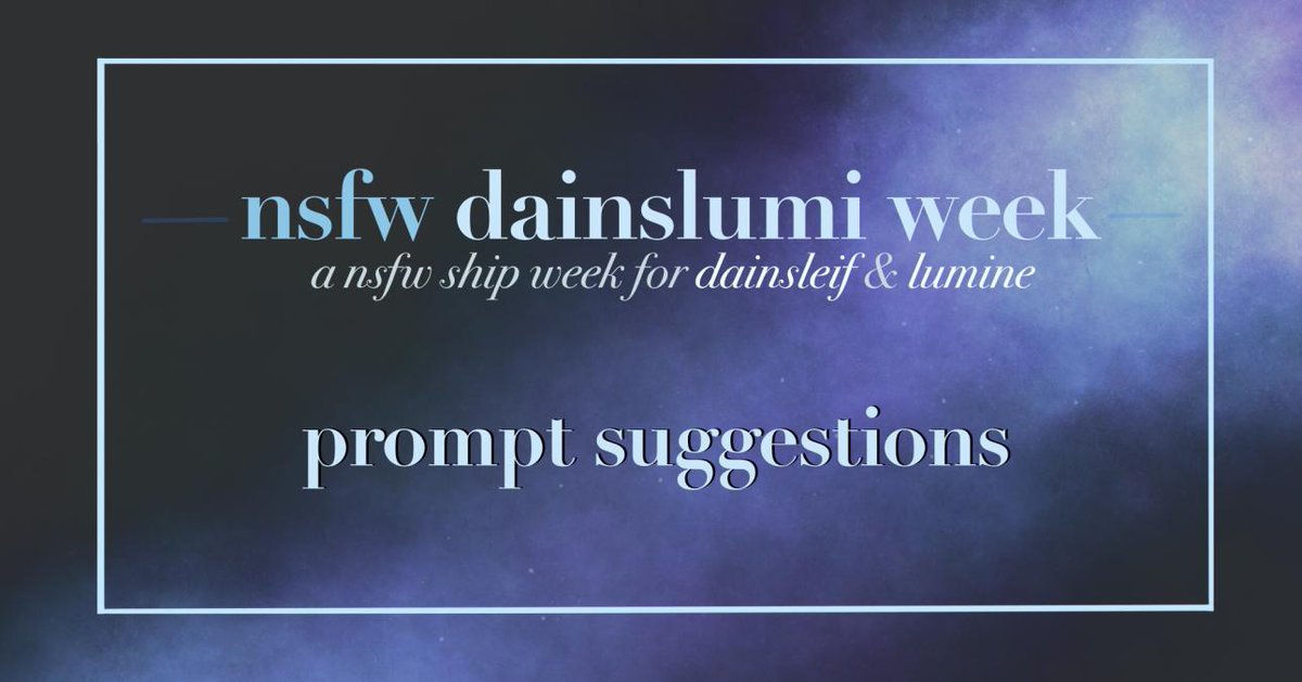 nsfwdainslumi's tweet photo. here is the new form for our prompt suggestions! all suggestions are welcomed and appreciated. i'll be closing the form on dec 3rd and will have the results out asap!
https://t.co/Odwh3zhf8V
#nsfwdainslumi #dainlumi #lumidain #dainslumi #nsfwweek https://t.co/cMAG6wcJZQ