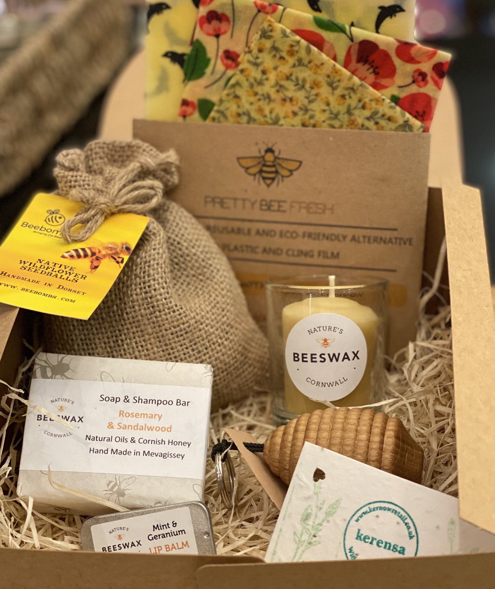 KernowRetail's tweet photo. @RobertValcov @karmahoneyproj All things bee including a bee bomb our Xmas gift box โbee happyโ #makesmallchanges https://t.co/ldrj8jaGpQ