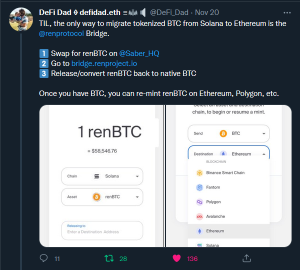BlockchainBard_'s tweet photo. @StaniKulechov RenBridge every single time.

Why? Because it's one of the most robust, trusted, and battle-tested bridges out there.

✅ $2.8bn bridged
✅ 0 lost funds
✅ 0 hacks or exploits
✅ Best in-class UX/UI
✅ 30+ new assets soon 📷
✅ @DeFi_Dad approved😁

🔗https://t.co/hN7isCeJAy
$REN https://t.co/PFNHaFroqS