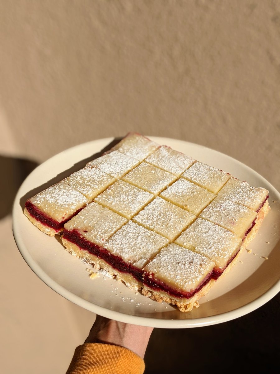 primopezzo's tweet image. Yesterday's Cranberry Lemon Bars from @genevieveko's recipe. Plus a pretty curl of Tête de Moine 🧀