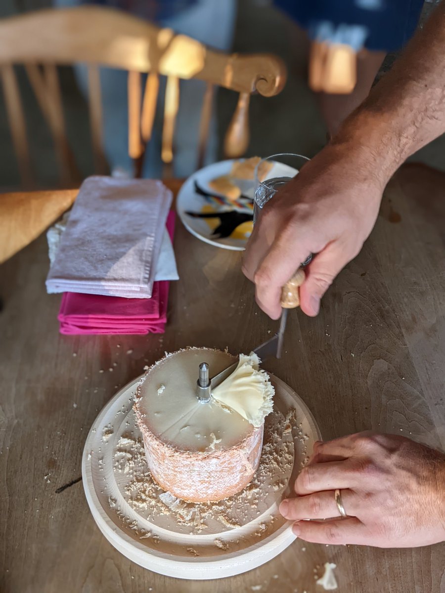 primopezzo's tweet image. Yesterday's Cranberry Lemon Bars from @genevieveko's recipe. Plus a pretty curl of Tête de Moine 🧀