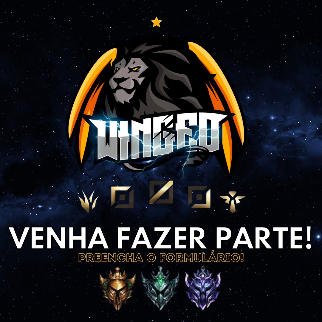 Team_Winged's tweet photo. Tomamos nosso tempo para arrumar a casa, dessa vez não há espaço para falhas, mas agora ficamos a mercê de vocês.
Finalmente seletiva aberta, todas as lanes serão aceitas mas com a limitação de elo entre Ouro até Diamante 3. Aos interessados: https://t.co/7TRzreQMez 
#GoWinged https://t.co/D8SPaO2HmC