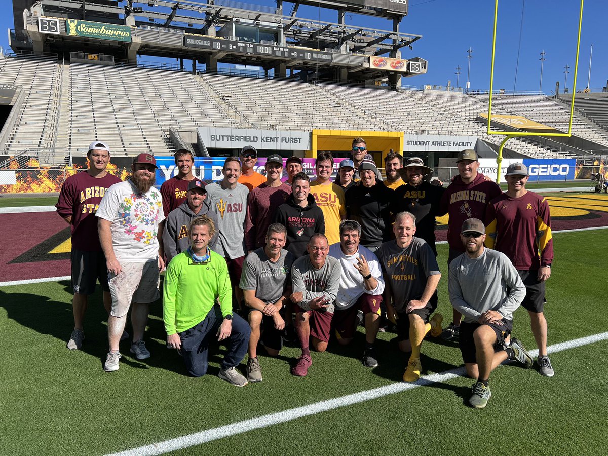 ASU home game #236 (and last). RETIRING in the Spring after 37 years😊. What a blessing to work my whole career at ASU. Thanks to all the former student workers who traveled back to help paint. See ya at the stadium one last time tomorrow?