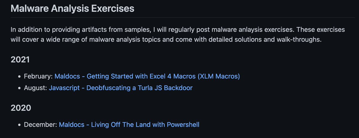 jstrosch's tweet image. Looking for some #malware analysis exercises for the weekend? Check out these exercises I posted - topics cover a JScript backdoor, XLM macros and an old #emotet maldoc downloader:

🎓 github.com/jstrosch/malwa…

Includes full solution walk-through for each exercise.