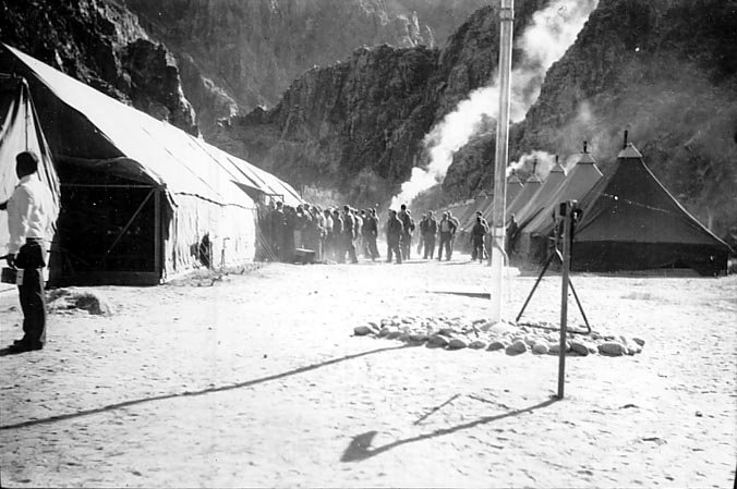 GrandCanyonNPS's tweet photo. Stationed at Phantom Ranch, Civilian Conservation Corps Co. 818 enrollees line up for Thanksgiving dinner in 1936. Their camp was located where Bright Angel Campground is now. https://t.co/SN2MKOdGFz #FlashbackFriday #Thanksgiving #GrandCanyon #Arizona #CCC https://t.co/DpM6unY0GJ