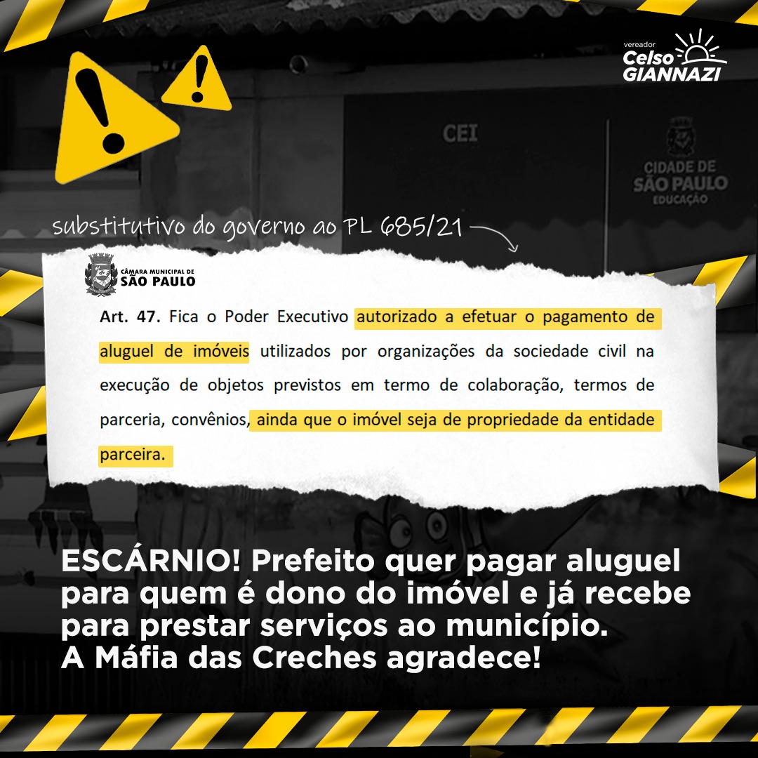 CelsoGiannazi's tweet photo. #IPTU: A COISA SÓ PIORA!
Além de aumentar o IPTU dos pobres e oferecer um descontão para os ricos, o governo do prefeito Ricardo Nunes ainda quer favorecer donos de imóveis que já lucram MILHÕES DE REAIS prestando serviços ao município, como é o caso das #cheches conveniadas. https://t.co/Ffe0LEs0go