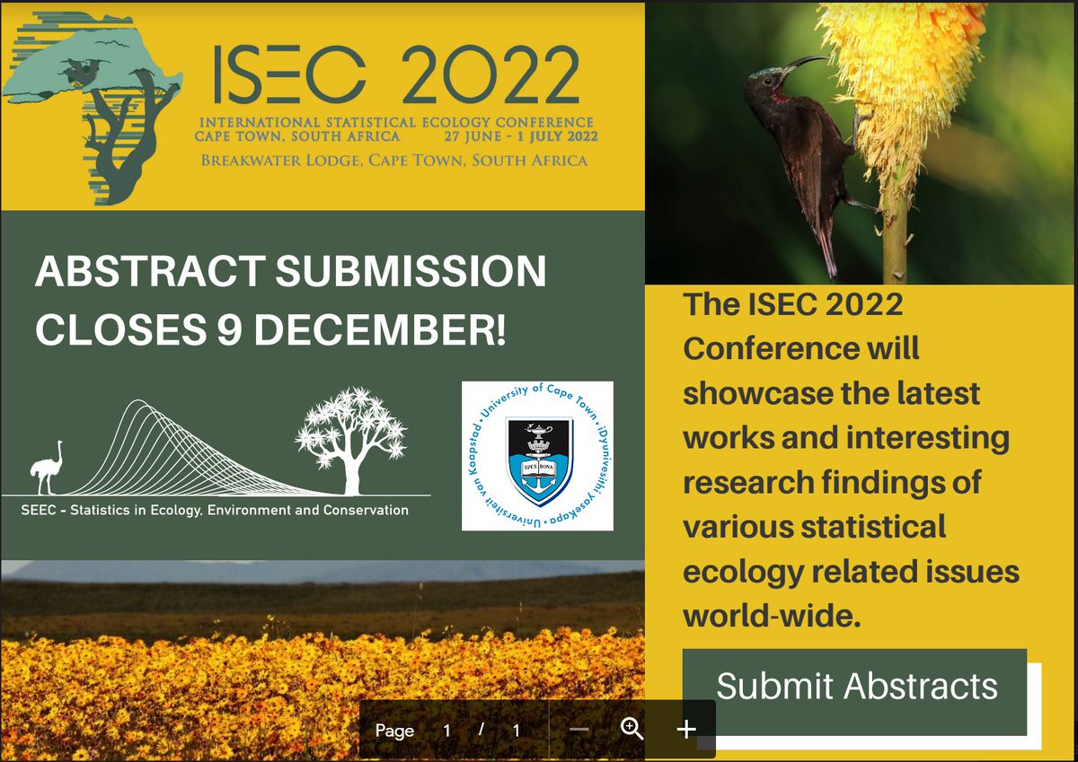 Gardner Lab (@labgardner) on Twitter photo Check it ISEC: isec2022.org I am thrilled to be a plenary speaker this year, along with <a href="/oaggimenez/">Olivier Gimenez 🖖🦦</a>, @iadinec and Joseph Ogutu. ISEC is the best conference - hope you'll join us! Abstracts due Dec. 9! <a href="/ISEC_stats_ecol/">The International Statistical Ecology Conference</a> <a href="/ResAltwegg/">Res Altwegg</a> <a href="/ecostats/">David Warton</a> <a href="/ISECStatEcol/">ISEC (Stat Ecol)</a> <a href="/esa_statistics/">esa_stats</a> Check it ISEC: isec2022.org I am thrilled to be a plenary speaker this year, along with <a href="/oaggimenez/">Olivier Gimenez 🖖🦦</a>, @iadinec and Joseph Ogutu. ISEC is the best conference - hope you'll join us! Abstracts due Dec. 9! <a href="/ISEC_stats_ecol/">The International Statistical Ecology Conference</a> <a href="/ResAltwegg/">Res Altwegg</a> <a href="/ecostats/">David Warton</a> <a href="/ISECStatEcol/">ISEC (Stat Ecol)</a> <a href="/esa_statistics/">esa_stats</a>
