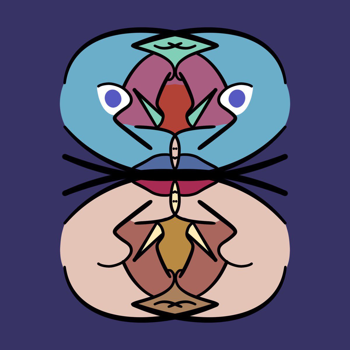 Trying out quadrilateral symmetry. “Half asleep”.