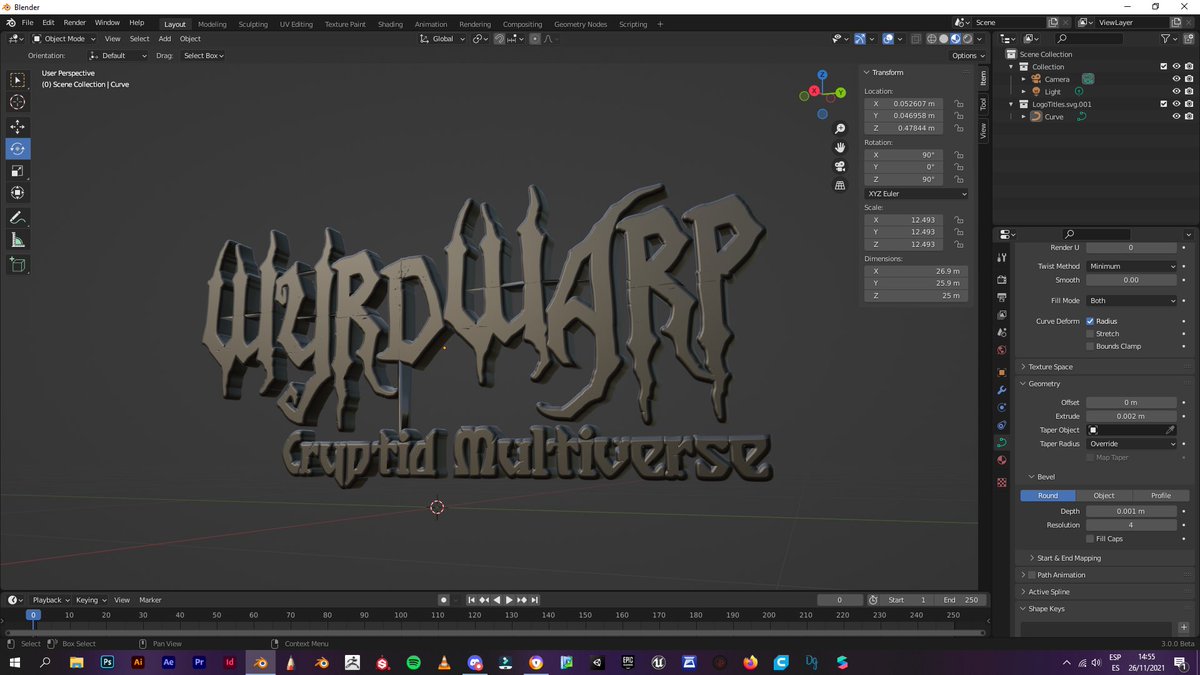 #dev day today in #blender #Blender3d working on making 3D logos for a trailer video #IndieGameDev #indiegame #indiedevhour #blender #Blender3d #indiegamedevelopment #ttrpg #gaming #boardgames #screenshotsaturday #ArtistOnTwitter #artist #FolloForFolloBack #FolllowBackFriday