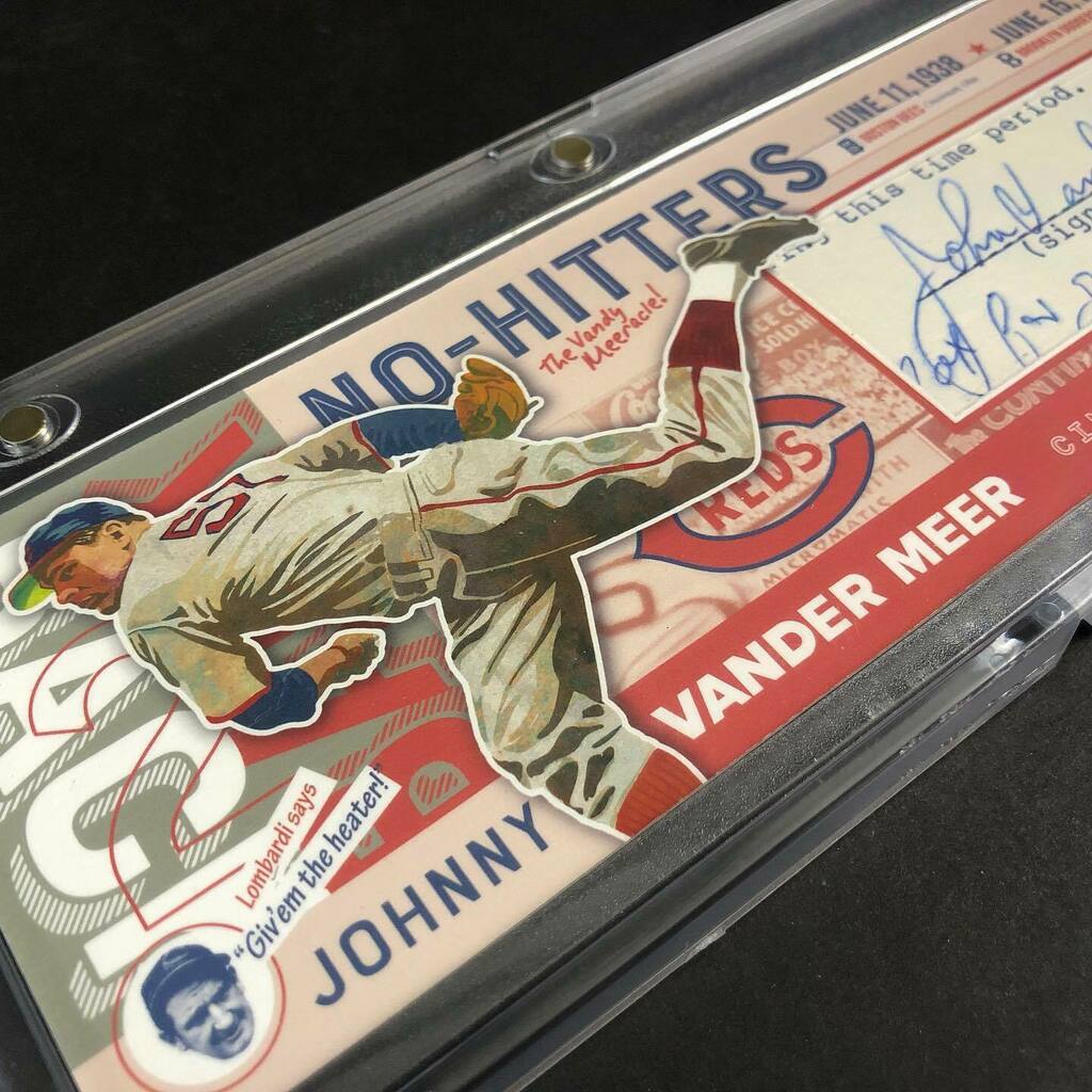 emkittel's tweet photo. Give the gift of baseball this holiday season! Released for Black Friday is this Johnny Vander Meer True 1/1 Booklet card design with cut signature!
.
.
.
.
.
#tripleplaydesign #johnnyvandermeer #vandermeer #vandy #vandermiracle #cinci #1938 #worldseries… https://t.co/TGYI2giBIj https://t.co/o8EWGHnxHe