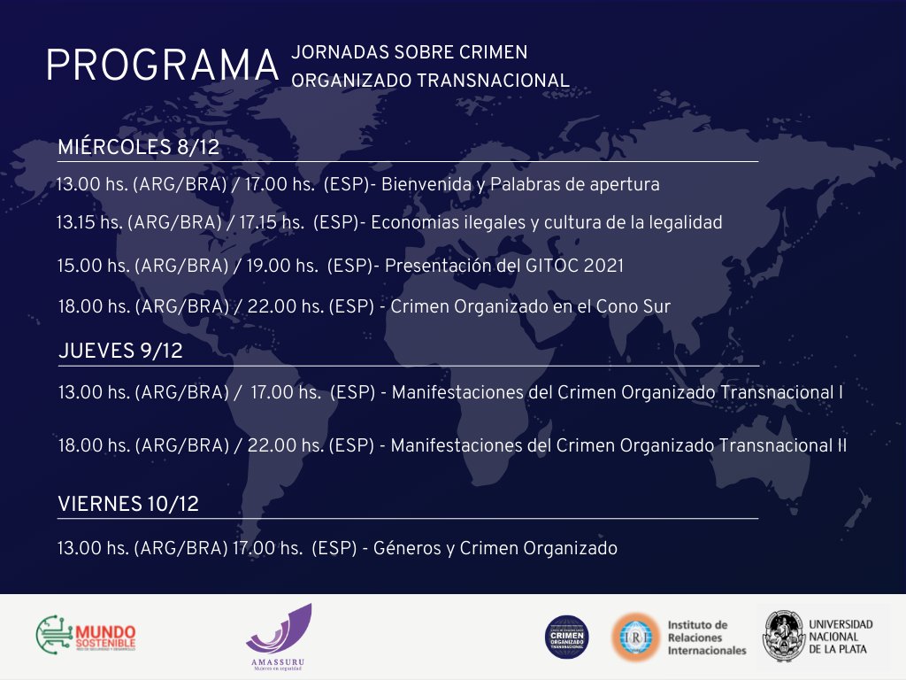 IRI_CeCot's tweet photo. 💥 PROGRAMA DE LAS JORNADAS SOBRE CRIMEN ORGANIZADO TRANSNACIONAL.

Ya están disponibles los días y horarios de los paneles de las Jornadas de COT que se realizarán del 8 al 10/12 en formato virtual.

✏ Inscripción: https://t.co/DXUDYh6D2l https://t.co/FXAWVK1rMo