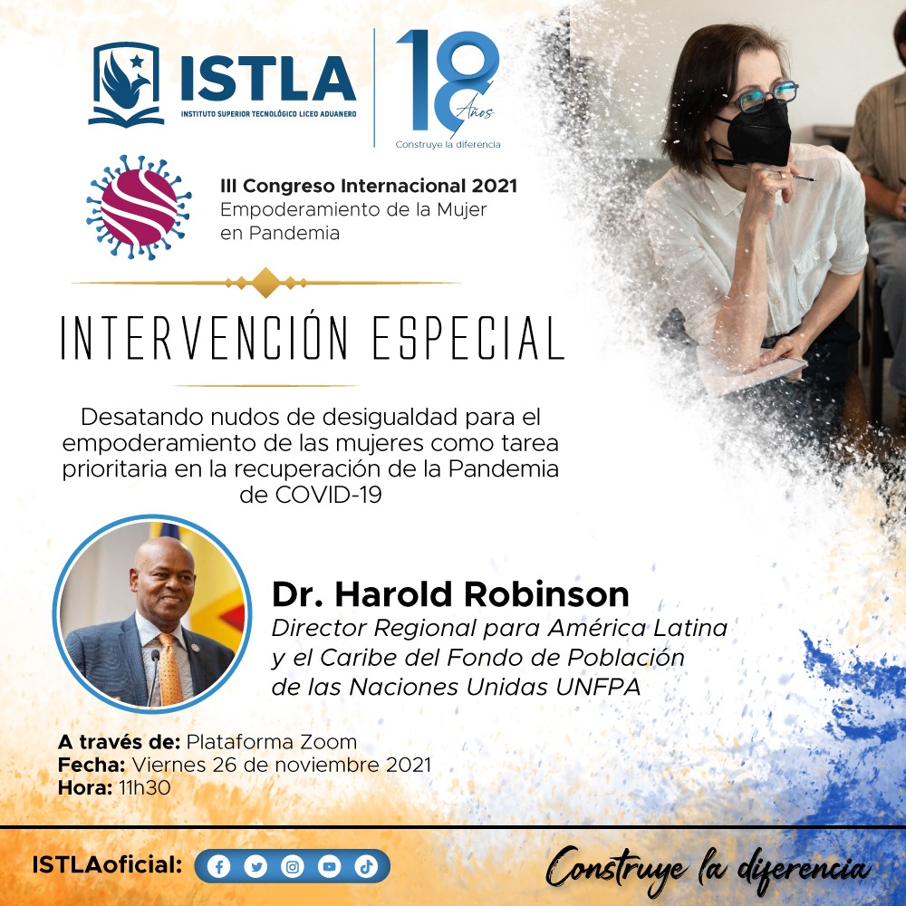 unfpa_lac's tweet photo. "Ayer, 25 de noviembre, se ha conmemorado el Dia Internacional de la Eliminación de la Violencia contra las mujeres. La que es una violación a los derechos humanos y un problema de salud pública que tiene niveles pandémicos". - @HRobinsonDav https://t.co/lMXqrQqIDg