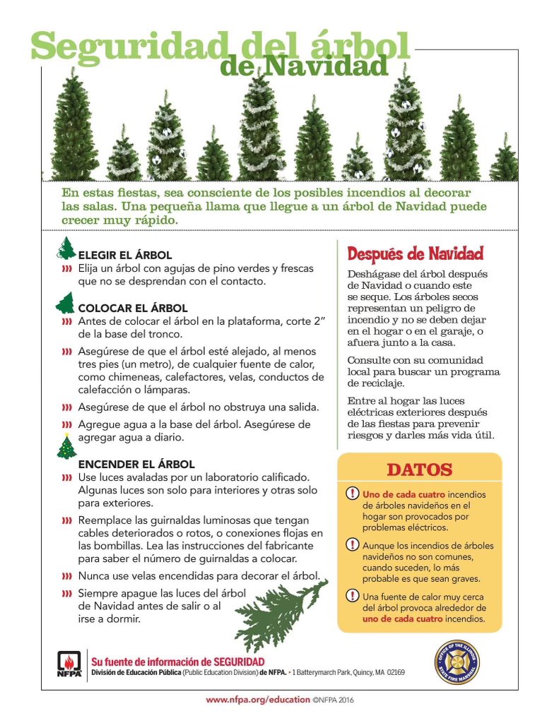 Today many will put up a Christmas Tree and decorations. If it’s a natural tree, please follow and share these simple safety tips to keep everyone safe this holiday season. 2-1-30