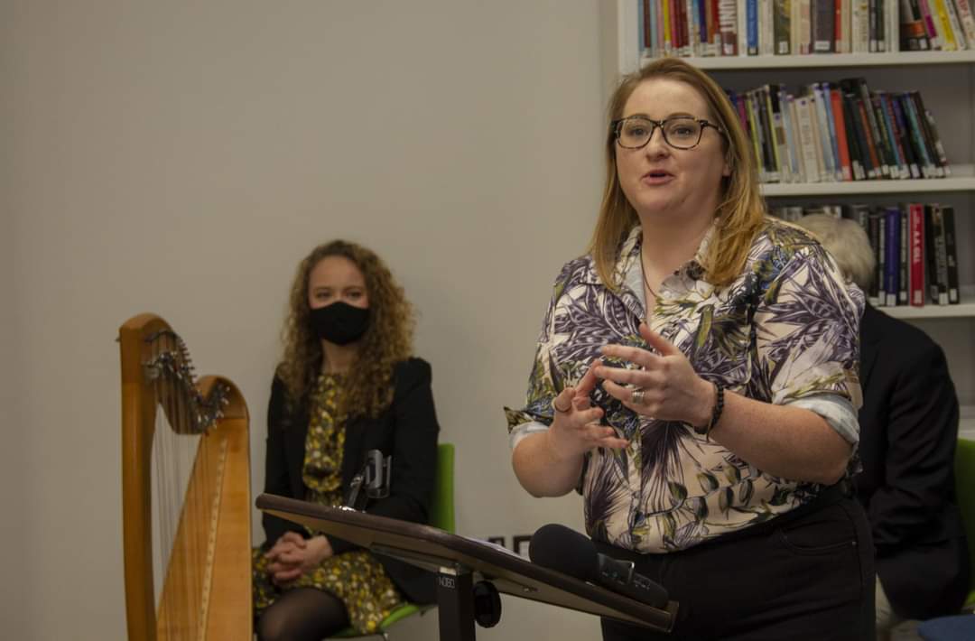 edgeworthsoc's tweet photo. Launched @ClionaUCC book this evening, courtesy of @AnTaobhRua, @mattfar01050697, @Longfordlibrary #edgeworthstown #mariaedgeworthcentre https://t.co/2fcCf7ujz5