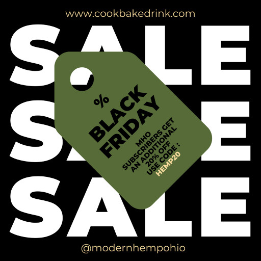OhioModern's tweet photo. Get your Black Friday shopping on! @CookBakeDrink is offering MHO subscribers an additional 20% off your order! This can be combined with other offers! It won't last long so get your orders in today!

#cookbakedrink #cbd #modernhempohio #ohiohemp https://t.co/fzWULRjOZY