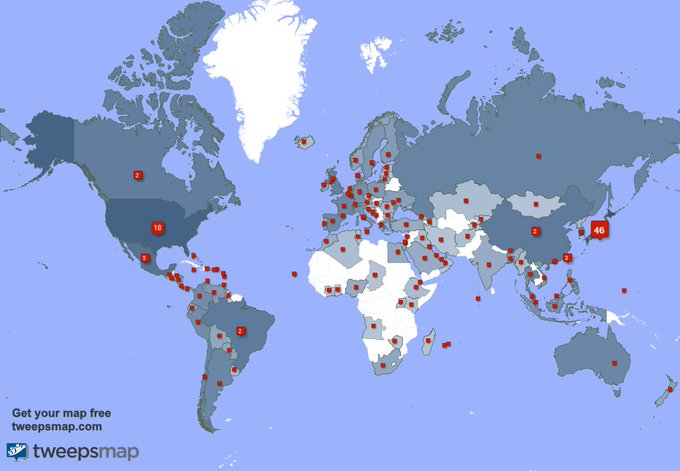 My followers are in Japan(47%), USA(18%)
Get your free map https://t.co/zoHTMbeYMs 