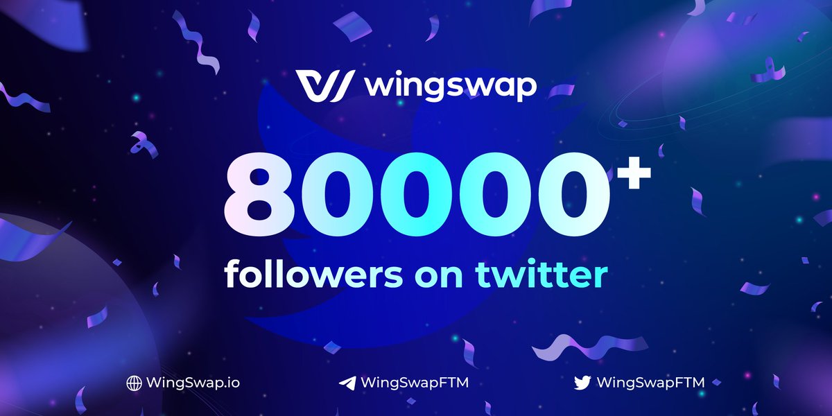 WingSwapFTM's tweet photo. 📣 THANK YOU 📣
For helping us reach such a memorable milestone today. 
Rocketed past 80,000 Followers. Over 10,000 new followers were added in just 2 days📈

Thank you all so much for supporting and following WingSwap on this journey.
RT + Comment below: "Go WingSwap" 😉
#WIS https://t.co/T4Tnvg219X