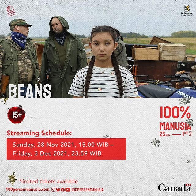 CanEmbIndonesia's tweet photo. Making plans for the weekend? Donβt miss "Beans" from π¨π¦ in @100prsenmanusia #filmfestival! Watch it online between Nov 28 & Dec 3 at https://t.co/FRa3DQZATE.
Make sure to join the discussion with the filmβs producer on IG Live on Nov 29. #100PMFF2021 #IndigenousPeoples https://t.co/q31zuFwZEz