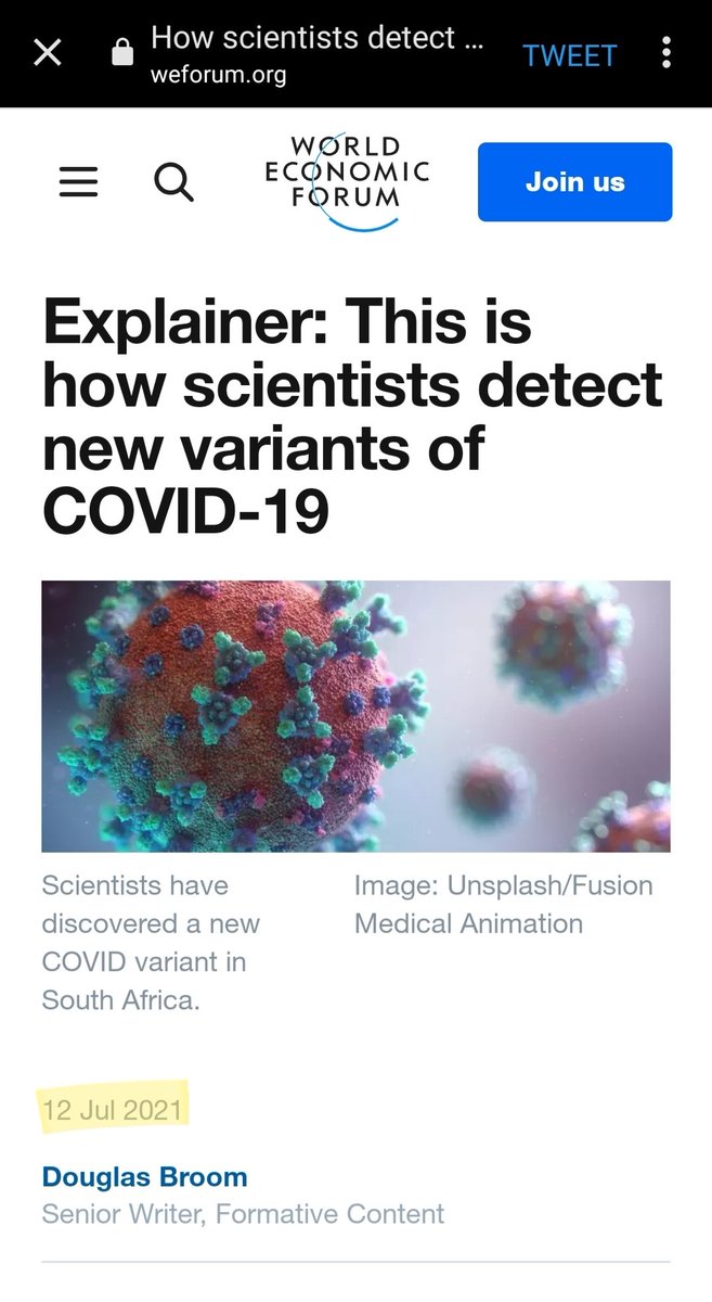 greg_scott84's tweet photo. Can someone explain this?
This article about the "new variant" is from July 12, 2021 and contains the B.1.1.529 name, yet links to an article from yesterday, November 25, 2021. https://t.co/hKHMHsGuqZ