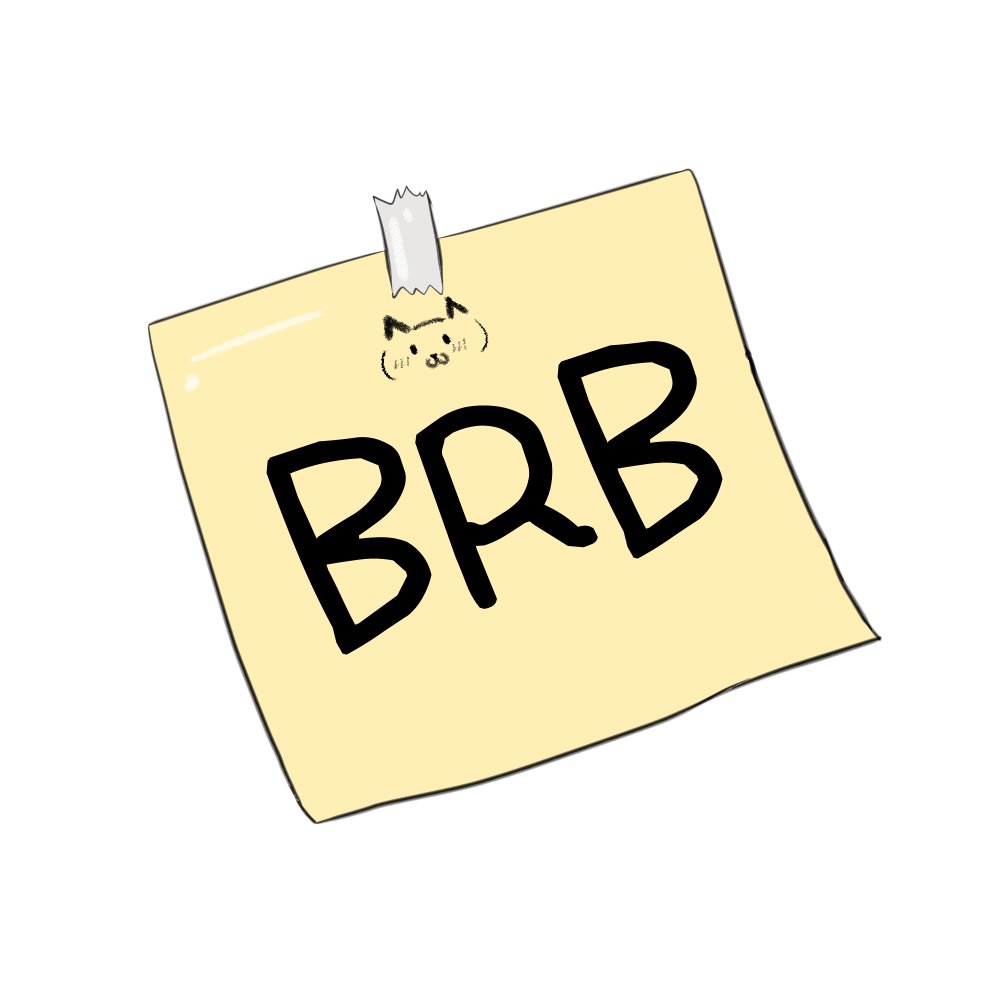 ✨Free asset✨ i made a little brb sticky note to use when i afk during  stream bc i dont have a brb screen lmao, if anyone wants to use it, go  ahead!, image size:1000x1000