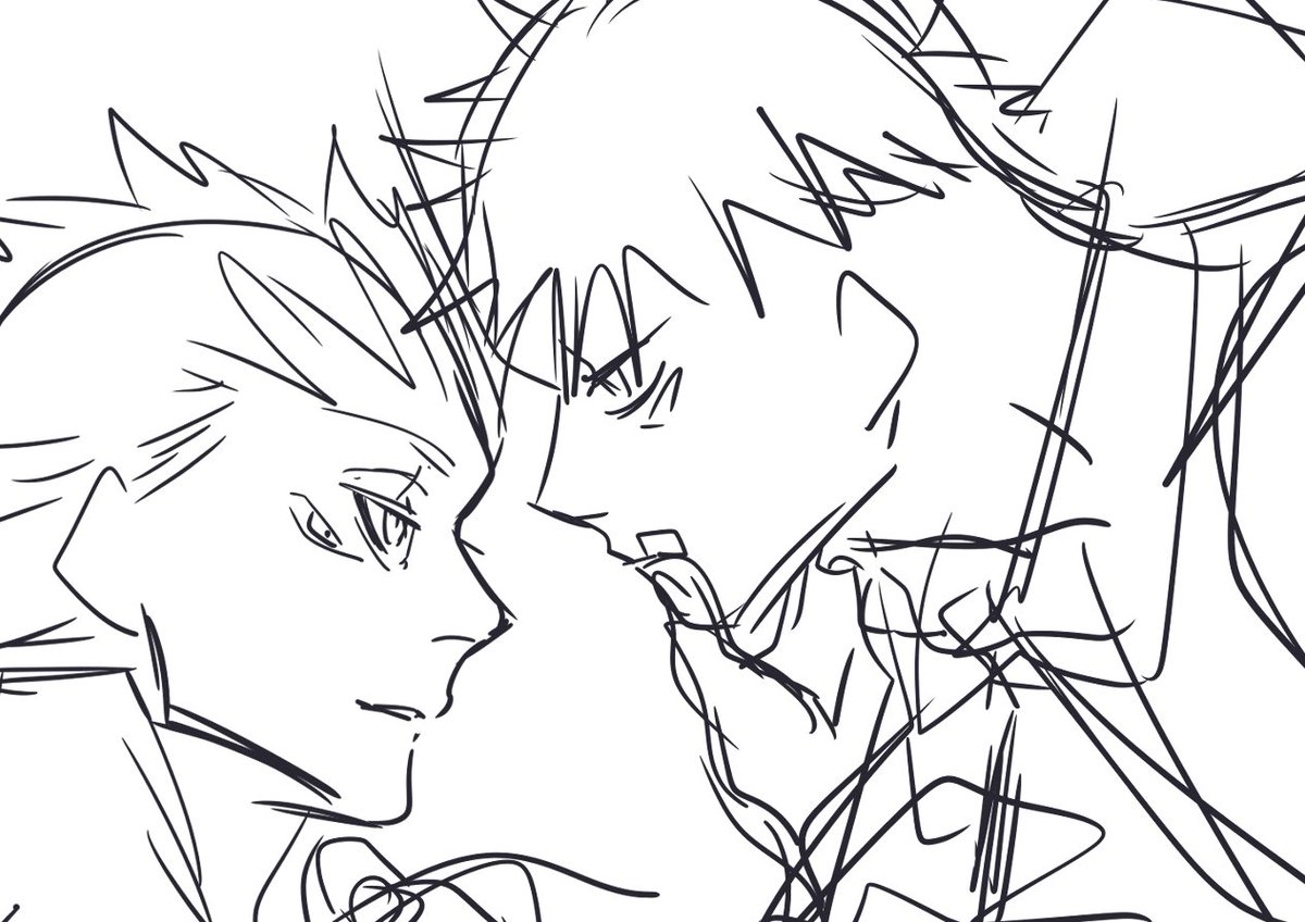 下描き→線画 下描き一発で納得がいく表情かけるから横顔ばっかりかいちゃうんだよな… 