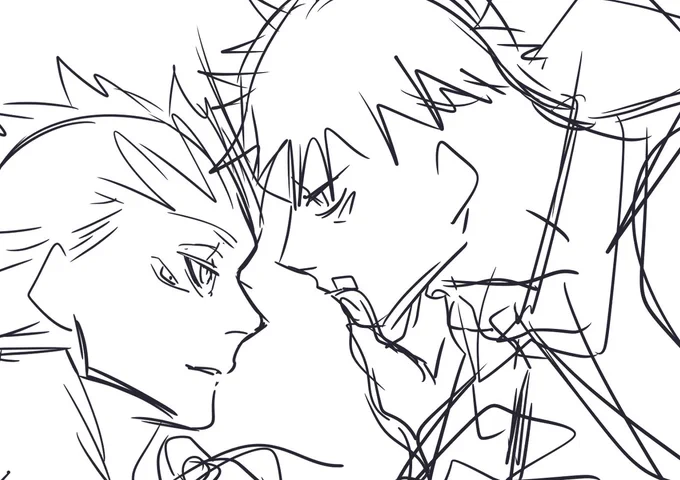 下描き→線画 下描き一発で納得がいく表情かけるから横顔ばっかりかいちゃうんだよな… 