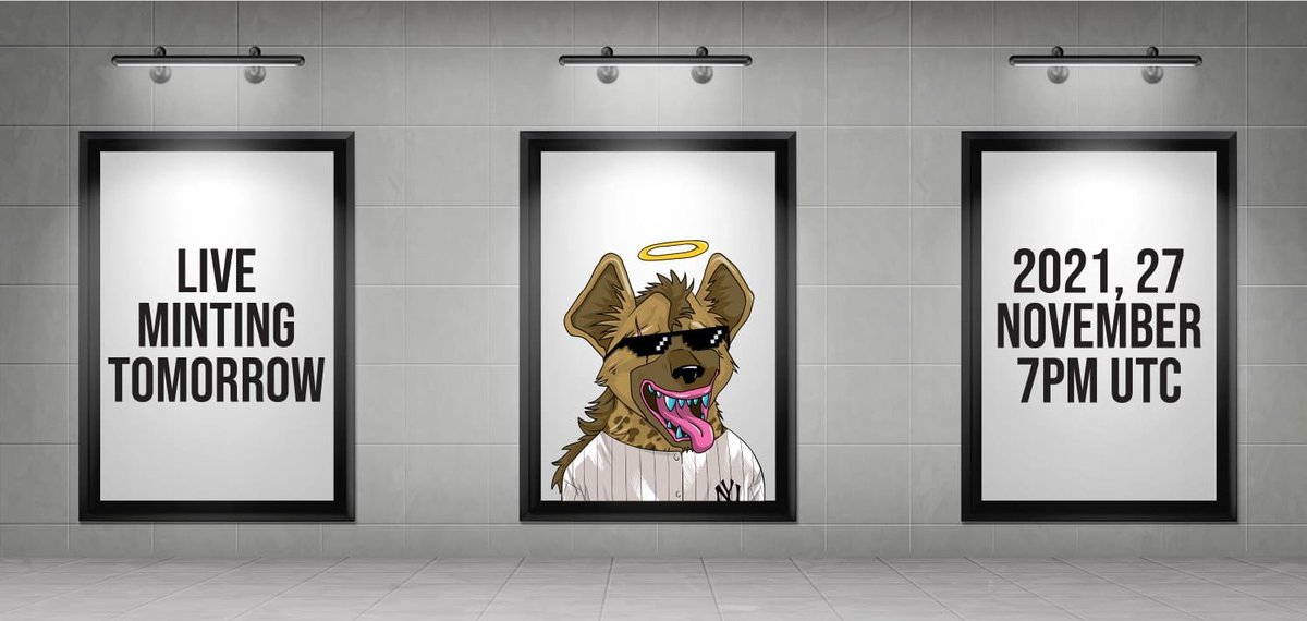 🔥🔥Far from future! The Kooky Hyena so near to minting🔥🔥
🎉🎉 27 th Nov 19.00 utc 

🐦 Follow <a href="/kookyhyena/">Kookyhyena</a>
👍 Like
🤳 Retweet
🫂 Tag 3 Friends
👥 join discord.com/invite/CEPhW2y…

#NFT #nftart #Hyena #eth #ethereum #blockchain #crypto #wildlife #charity #family #nfts #NFTCommunity