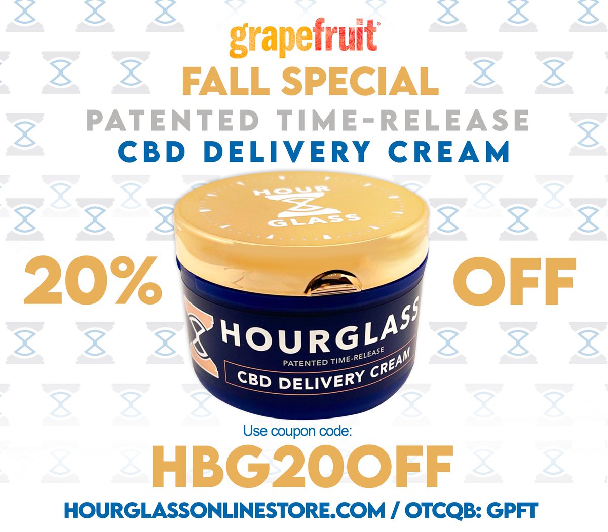 grapefruitusa's tweet photo. BLACK FRIDAY SALE!!!
Use HBG20OFF and get 20% off your purchase of our amazing Hourglass CBD Delivery cream!
👇👇👇
https://t.co/N7xcptfuau
#gpft #hourglasscbd $GPFT https://t.co/61YlwDEltB