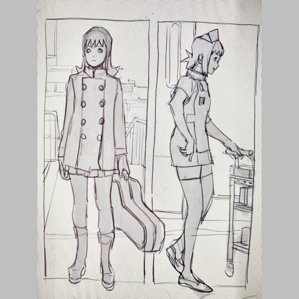 描きかけあったんで載せます。
看板娘、小雪の今昔 