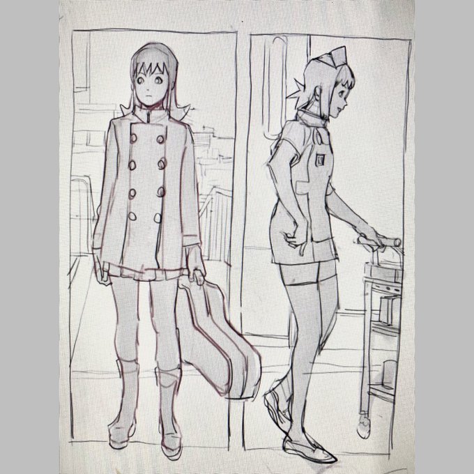 描きかけあったんで載せます。
看板娘、小雪の今昔 