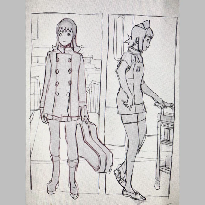描きかけあったんで載せます。
看板娘、小雪の今昔 
