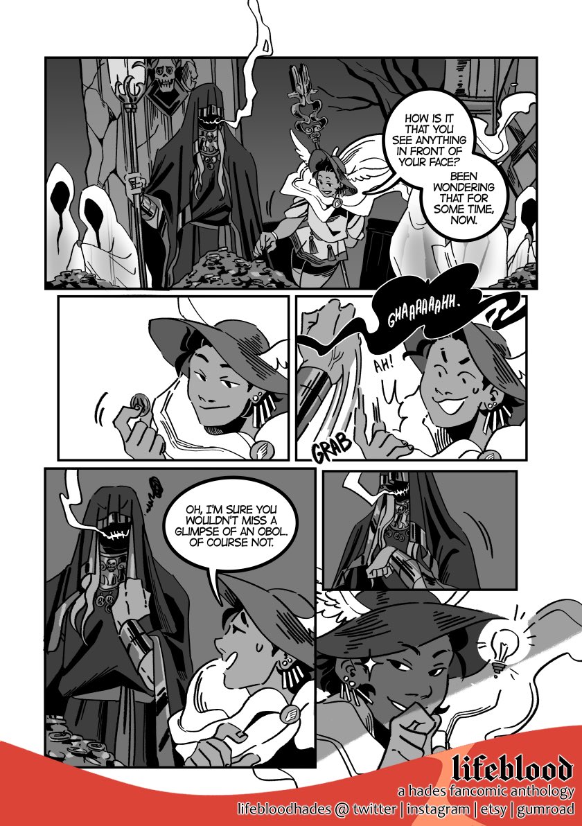 Postin the previews for the comic me and @luddlestons worked on for @LifebloodHades before we cap 250 preorders bcs this anthology is selling FAST 🏃💨
Seems like Hermes is trying to pull off a trick on Charon… Find out what he is planning when you get the book! Links below ⬇️🔥 